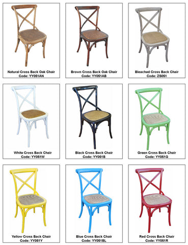 Classic French style Cross Back Bistro chair in solid Oak