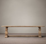 French style rectangular pedestal dining table in reclaimed European timber