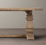 French style rectangular pedestal dining table in reclaimed European timber